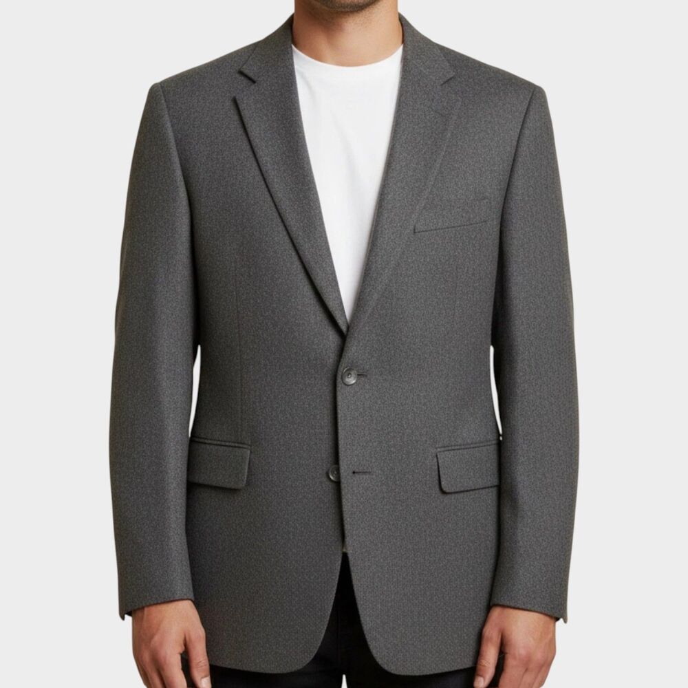 JOS A BANK Mens Blazer Sport Coat 2-Button Casual Jacket 46R Gray Wool 2-Vent